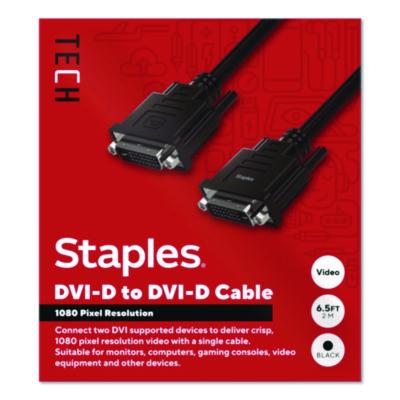 Staples TECH DVI-D to DVI-D Cable DVI-D to DVI-D Cable, 6.5 ft, Black