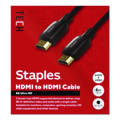 Staples TECH HDMI to HDMI Audio/Video Cable HDMI to HDMI Audio/Video Cable, 6 ft, Black