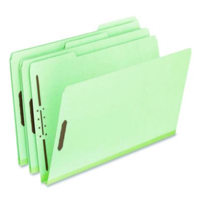 Pendaflex® Colored Pressboard Top Tab Fastener Folders, 1/3-Cut Tab: Assorted, Expands 1", 2 Fasteners, Legal Size, Light Green, 25/Box