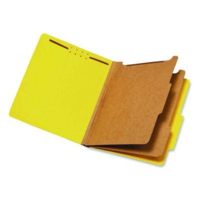 Pendaflex® Pressboard Top Tab Classification Folders, 2/5-Cut Tab, Expands 2.5", 2 Dividers, 6 Fasteners, Letter Size, Yellow, 10/Box