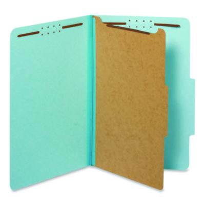 Pendaflex® Pressboard Top Tab Classification Folders, 2/5-Cut Tab, Expands 1.75", 1 Divider, 4 Fasteners, Legal Size, Light Blue, 10/Box