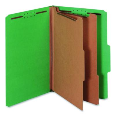 Pendaflex® Pressboard Top Tab Classification Folders, 2/5-Cut Tab, Expands 2.5", 2 Dividers, 6 Fasteners, Legal Size, Dark Green, 10/Box