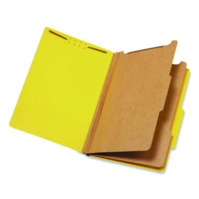 Pendaflex® Pressboard Top Tab Classification Folders, 2/5-Cut Tab, Expands 2.5", 2 Dividers, 6 Fasteners, Legal Size, Yellow, 10/Box