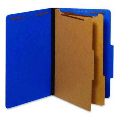 Pendaflex® Pressboard Top Tab Classification Folders, 2/5-Cut Tab, Expands 2.5", 2 Dividers, 6 Fasteners, Legal Size, Dark Blue, 10/Box