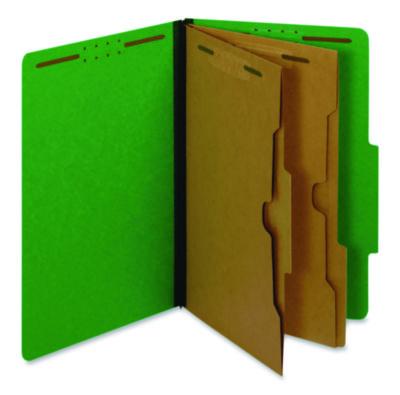 Pendaflex® Pressboard Classification Folders, 2/5 Tab, Expands 2.5", 2 Full-Pocket Dividers, 6 Fasteners, Legal Size, Dark Green, 10/Box