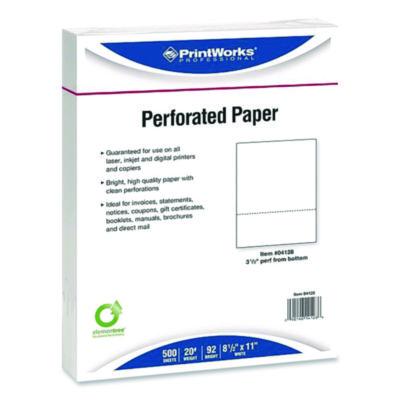 Perforated Paper 92 Bright Perforated 3.5" from Bottom 8.5 x 11 White 500 Sheets/Ream 5 Reams/Carton 04128