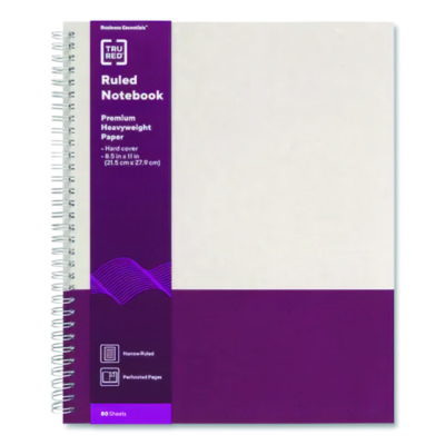 TRU+RED+Wirebound+Hardcover+Notebook+Gray%2fPurple+11x8.5+80+Sheets+TR55739