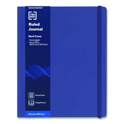 TRU RED™ Hardcover Business Journal Hardcover Business Journal, 1-Subject, Narrow Rule, Blue Cover, (96) 10 x 8 Sheets