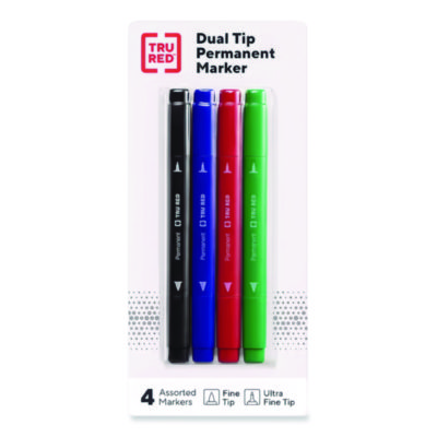 TruRed+Pen+Style+Twin-Tip+Permanent+Marker+Assorted+Colors+4%2fPack+TR57828