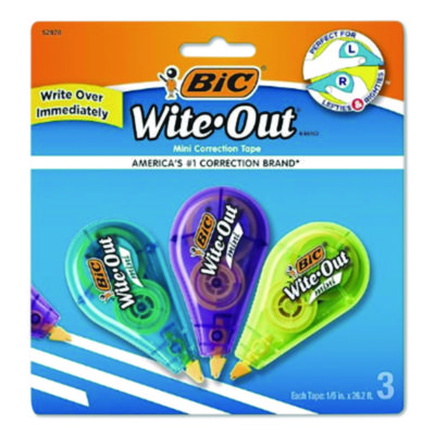 Bic+Wite-Out+Non-Refillable+Mini+Correction+Tape+White+3%2fPack+WOTMP31WHI