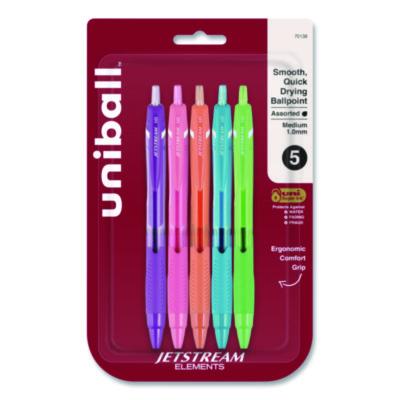 uniball® Jetstream Elements Hybrid Gel Pen, Retractable, Medium 1 mm, Assorted Ink and Barrel Colors, 5/Pack