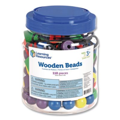 Learning Resources® Beads in a Bucket, Wood, Small, Assorted Colors, 1.4 lb Bucket