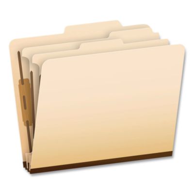 Pendaflex® Manila Top Tab Classification Folders, 2/5-Cut Tab, Expands 1.75", 2 Dividers, 6 Fasteners, Letter Size, Manila, 10/Box
