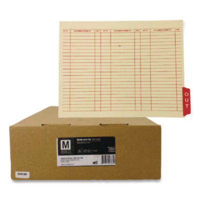 Medical Arts Press® End Tab Out Cards, 12.25 x 9.5, Manila/Red, 100/Box