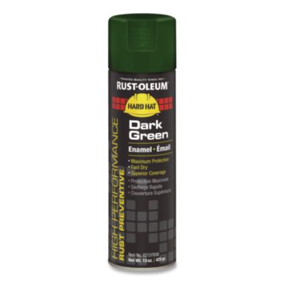 Rust-Oleum® Hard Hat High Performance V2100 System Rust Preventive Enamel Spray Paint, Gloss Dark Green, Aerosol Can, 6/Carton