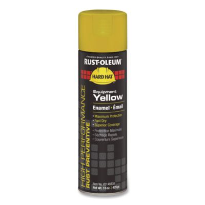 Rust-Oleum® Hard Hat High Performance V2100 System Rust Preventive Enamel Spray Paint, Gloss Equipment Yellow,15 oz Aerosol Can, 6/Carton