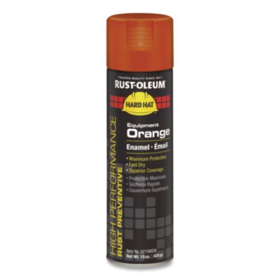 Rust-Oleum® Hard Hat High Performance V2100 System Rust Preventive Enamel Spray Paint, Gloss Equipment Orange,15 oz Aerosol Can, 6/Carton