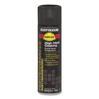 Rust-Oleum® Hard Hat High Performance V2100 System Rust Preventive Enamel Spray Paint, Flat High Heat Black, 15 oz Aerosol Can, 6/Carton