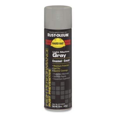 Rust-Oleum® Hard Hat High Performance V2100 System Rust Preventive Enamel Spray Paint, Gloss Light Machine Gray, 15 oz Aerosol Can, 6/CT