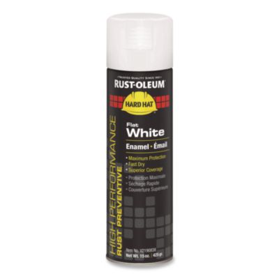 Rust-Oleum® Hard Hat High Performance V2100 System Rust Preventive Enamel Spray Paint, Flat White, 15 oz. Aerosol Can, 6/Carton