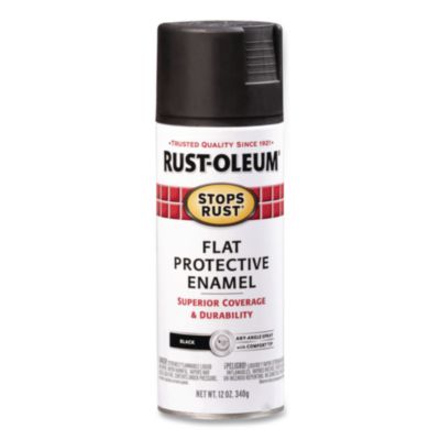 Rust-Oleum® Stops Rust Spray Paint, Flat Black, 12 oz Aerosol Can, 6/Carton