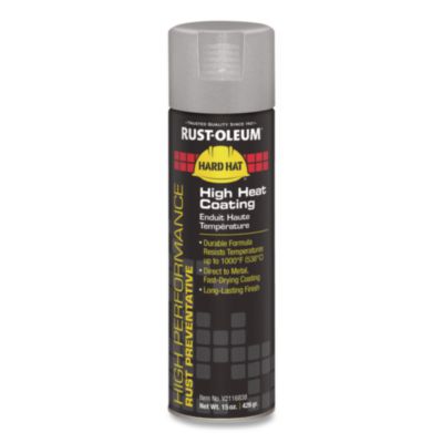 Rust-Oleum® Hard Hat High Performance V2100 System Rust Preventive Enamel Spray Paint, Gloss High Heat Aluminum, 15 oz Aerosol Can, 6/CT