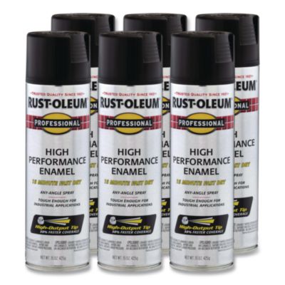 Rust-Oleum® Professional Spray Paint, Flat Black, 15 oz Aerosol Can, 6/Carton