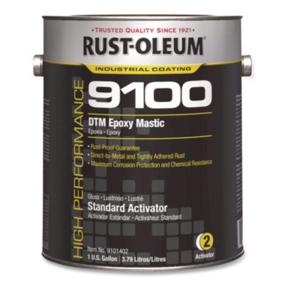 Rust-Oleum® High Performance 9100 System DTM Epoxy Mastic Paint, Gloss Clear, 1 gal Bucket/Pail, 2/Carton
