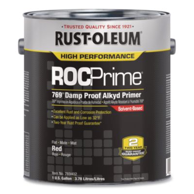 Rust-Oleum® ROCPrime 769 Damp Proof Alkyd Primer, Flat Red, 1 gal Bucket/Pail, 2/Carton