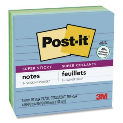 Recycled+Notes+in+Oasis+Collection+Colors+Note+Ruled+4+x+4+90+Sheets%2fPad+4+Pads%2fPack+6754SST