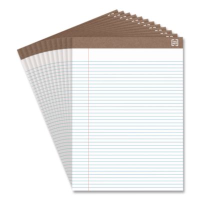 TRU RED™ 100% Recycled Notepads 100% Recycled Notepads, Narrow Rule, (50) White 8.5 x 11 Sheets, Dozen