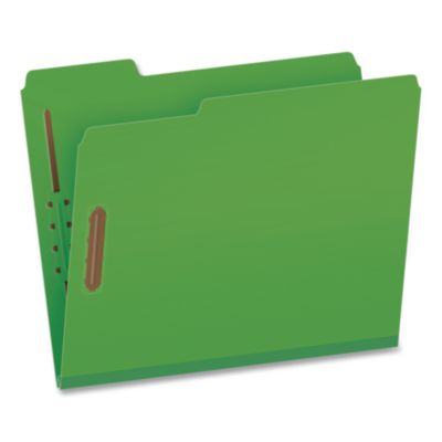Pendaflex® Top Tab Fastener Folder, 1/3-Cut Tab: Assorted, Expands 2", 2 Fasteners, Letter Size, Green, 25/Box