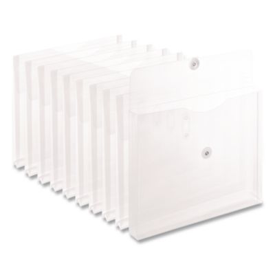 TRU RED™ Moisture Resistant Expanding Wallet Moisture Resistant Expanding Wallet, 1" Expansion, 1 Section, String-and-Button Closure, Letter Size, Clear, 10/Pack