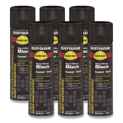 Rust-Oleum® Hard Hat High Performance V2100 System Rust Preventive Enamel Spray Paint, Semi-Gloss Black, 15 oz Aerosol Can, 6/Carton