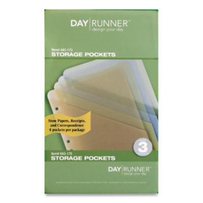 AT-A-GLANCE® Storage Pockets, 6.75 x 3.75, Assorted Colors, 4/Pack