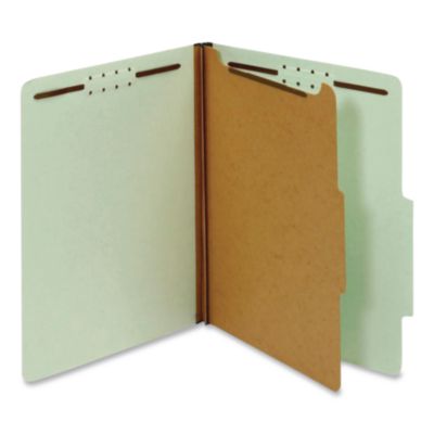 Recycled Classification Folders 2/5-Cut Tab Expands 1.75" 1 Divider 4 Fasteners Legal Size Light Green 10/Box 28776R