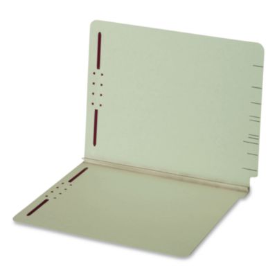 Pendaflex® Colored Pressboard End Tab Fastener Folders, Straight Tab, Expands 3", 2 Fasteners, Letter Size, Light Green, 25/Box