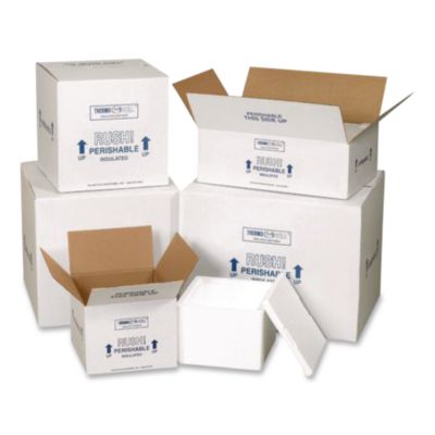 Insulated Shipping Container 1.25" Foam Insert 12.63" x 12.63" x 10.5" White/Blue 214C