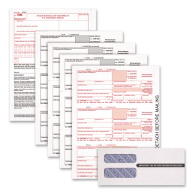 Adams® 2024 1099-NEC 4-Part Laser/Inkjet Tax Forms with Envelopes and Software, 8.5 x 3.66, 3 Forms/Sheet, 50 Forms Total