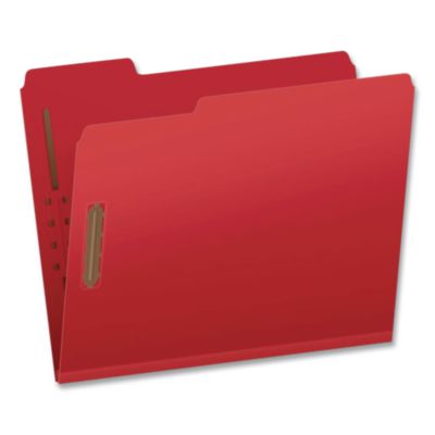 Pendaflex® Colored Pressboard Top Tab Fastener Folders, 1/3-Cut Tab: Assorted, Expands 2", 2 Fasteners, Letter Size, Bright Red, 25/Box