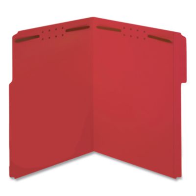 Pendaflex® Colored Top Tab Fastener Folders, 1/3-Cut Tab: Assorted, Expands 2", 2 Fasteners, Letter Size, Red, 50/Box
