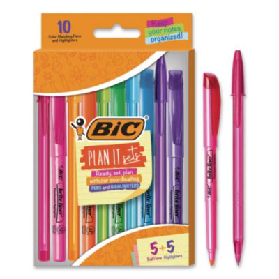 Plan It Sets Ballpoint Pen and Highlighter Pack Assorted Colors 5 Highlighters 5 Pens WMSBL10AST