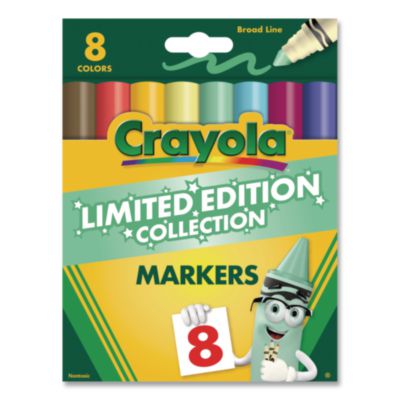 Crayola® Ultra-Clean Washable Markers, Limited Edition Collection, Broad Bullet Tips, Assorted Colors, 8/Box