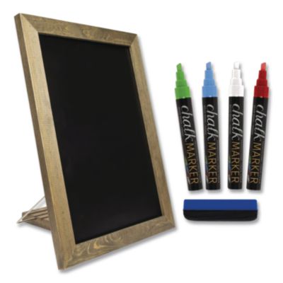 Excello Global Products® Magnetic Tabletop Chalkboard, Black Surface, Brown Wood Frame, 11 x 15