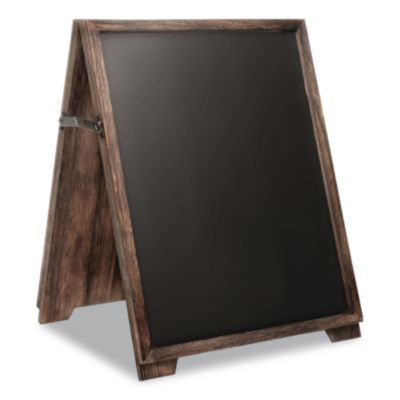 Excello Global Products® Desktop A-Frame Chalkboard, Black Surface, Brown Wood Frame, 13 x 14.5 x 17