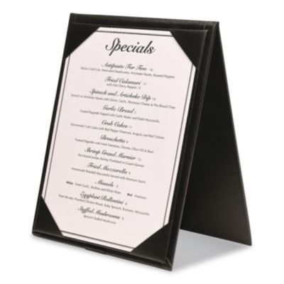 Excello Global Products® Table-Top Menu Holder, For 4 x 6 Insert, 4.6 x 6.7 Holder, Black
