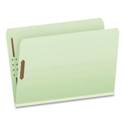 Pendaflex® Heavy-Duty Pressboard Fastener Folders, Straight Tab, Expands 2", 2 Fasteners, Legal Size, Light Green, 25/Box
