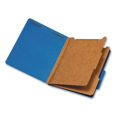 Pendaflex® Heavy-Duty Pressboard Classification Folder, 2/5-Cut Tab, Expands 2.5", 2 Divider, 6 Fastener, Letter Size, Dark Blue, 10/Box