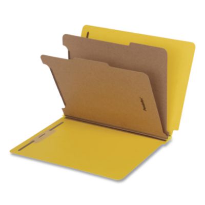 Pendaflex® Heavy-Duty Pressboard End Tab Classification Folders, Expands 2", 2 Dividers, 6 Fasteners, Letter Size, Yellow, 10/Box