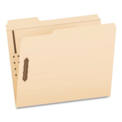 Pendaflex® Heavy-Duty Fastener Folder, 1/3-Cut Tab: Assorted, Expands 0.75", 2 Fasteners, Letter Size, Manila, 50/Box